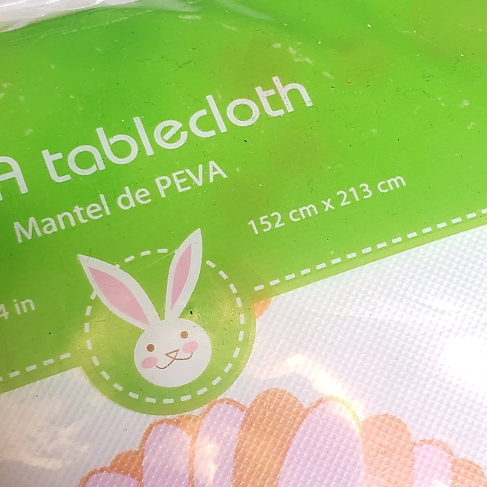Vintage Walmart Easter Themed Psychedelics Retro PVC Oblong Table Cloth